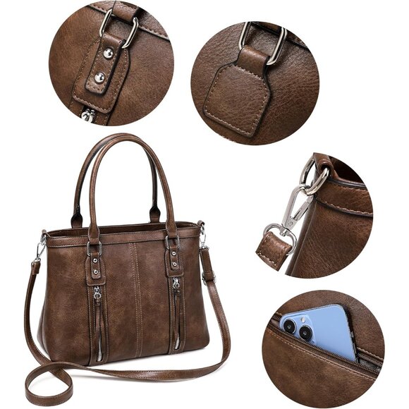 Women Purse Vegan Leather Hobo Crossbody Tote Shoulder Bag Large - Picture 5 of 6